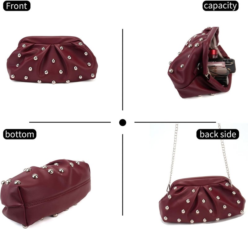KingTo Store Clutch Purses for Women, Soft Cloud Bag Fashion Dumpling with Ruched Pouch Handbag for Crossbody Shoulder - Image 3